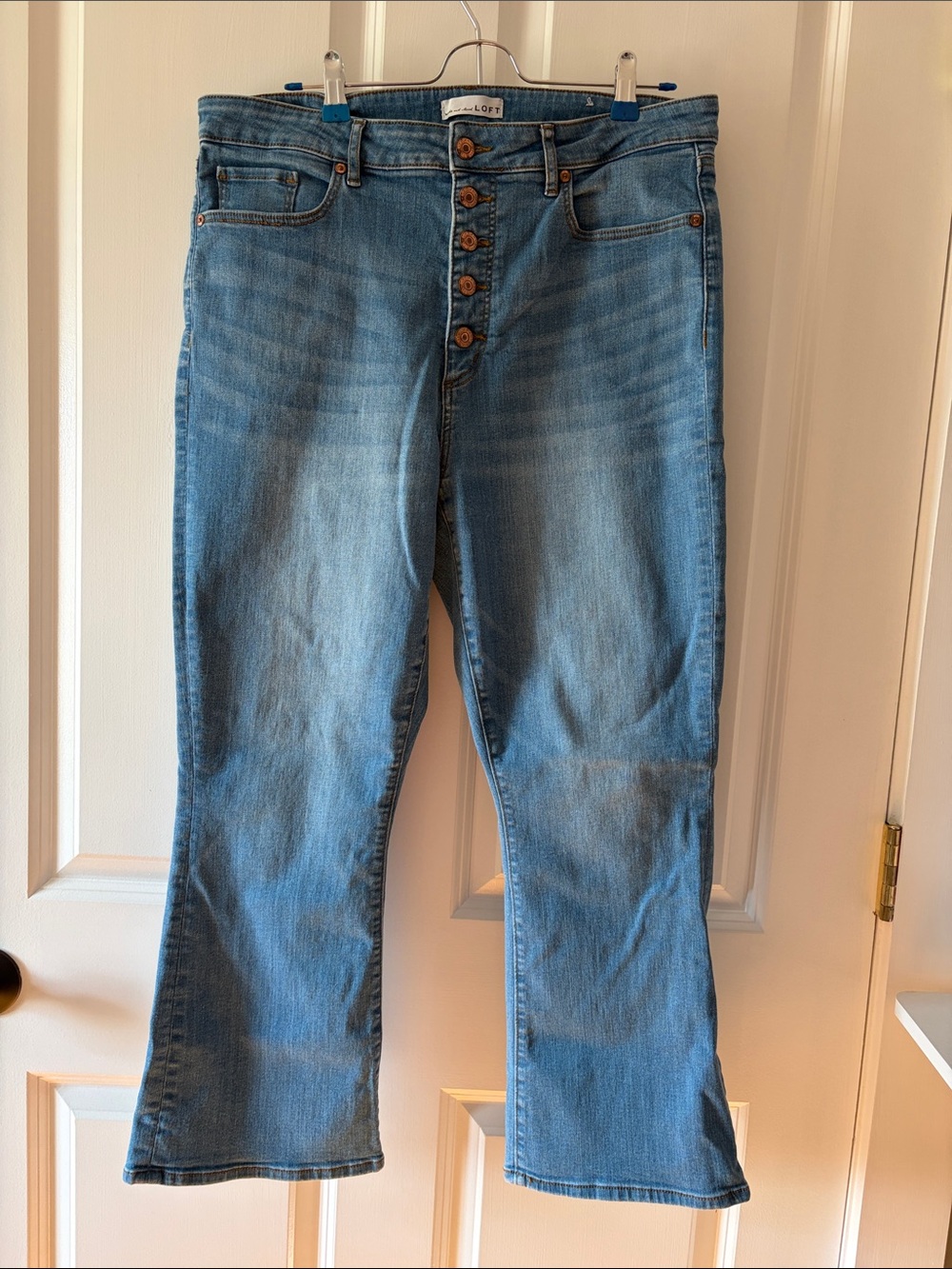 LOFT Women's Light Blue Button-Fly Jeans Kick Flare Size 12